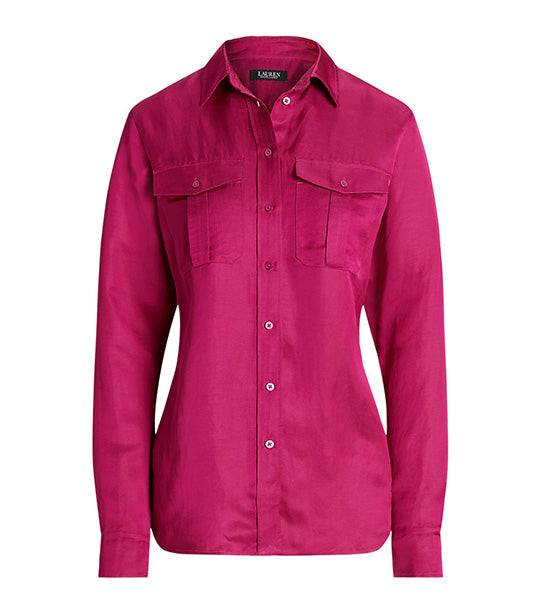 Women's Satin Shantung Shirt Fuchsia Berry
