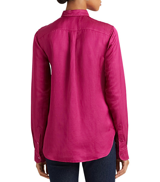 Women's Satin Shantung Shirt Fuchsia Berry