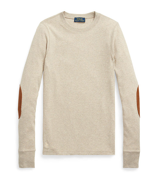 Women's Ribbed Suede-Trim Long-Sleeve Tee Warm Brown Heather