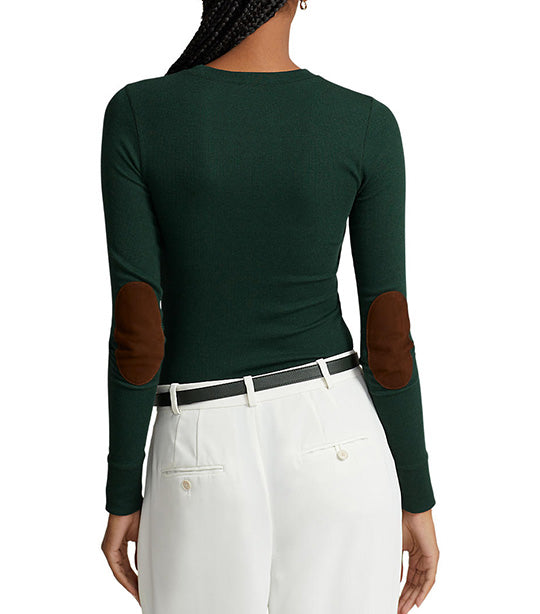 Women's Ribbed Suede-Trim Long-Sleeve Tee Hunt Club Green
