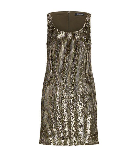 Women's Sequined Sleeveless Cocktail Dress Olive Fern/Bronze