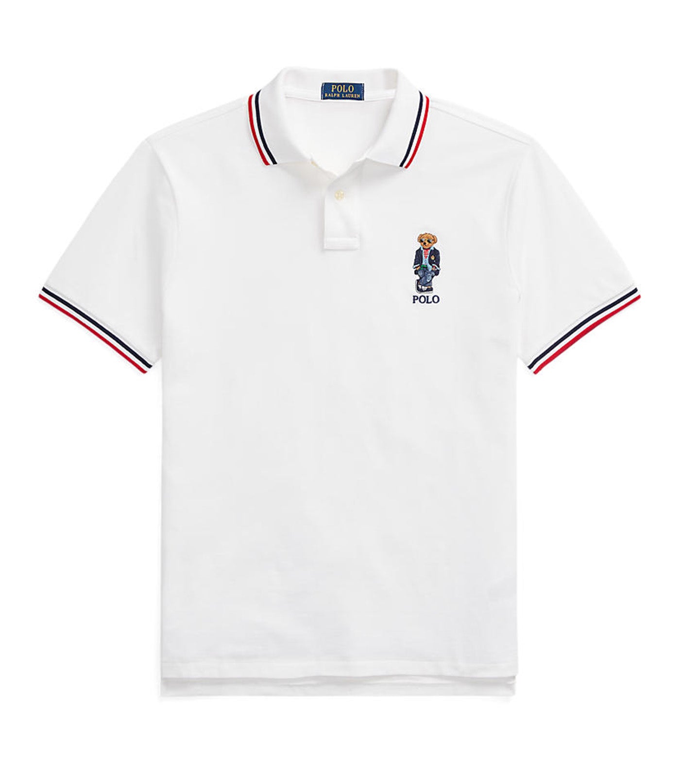 Men's Custom Slim Fit Polo Bear Polo Shirt White Regatta Bear