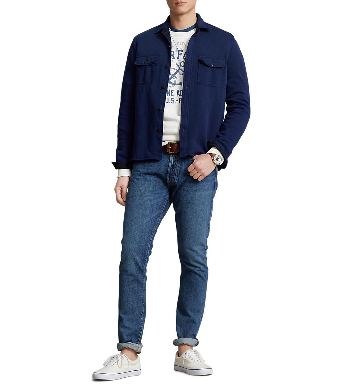 Men's French Terry Workshirt Cruise Navy