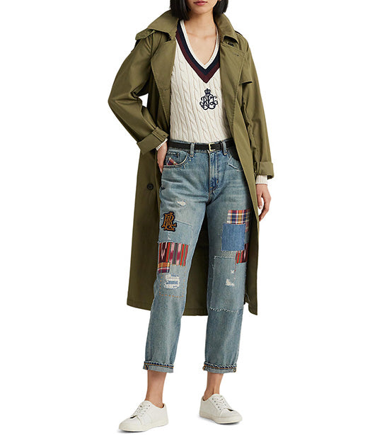 Women's Patchwork Relaxed Tapered Jean Denim Blue