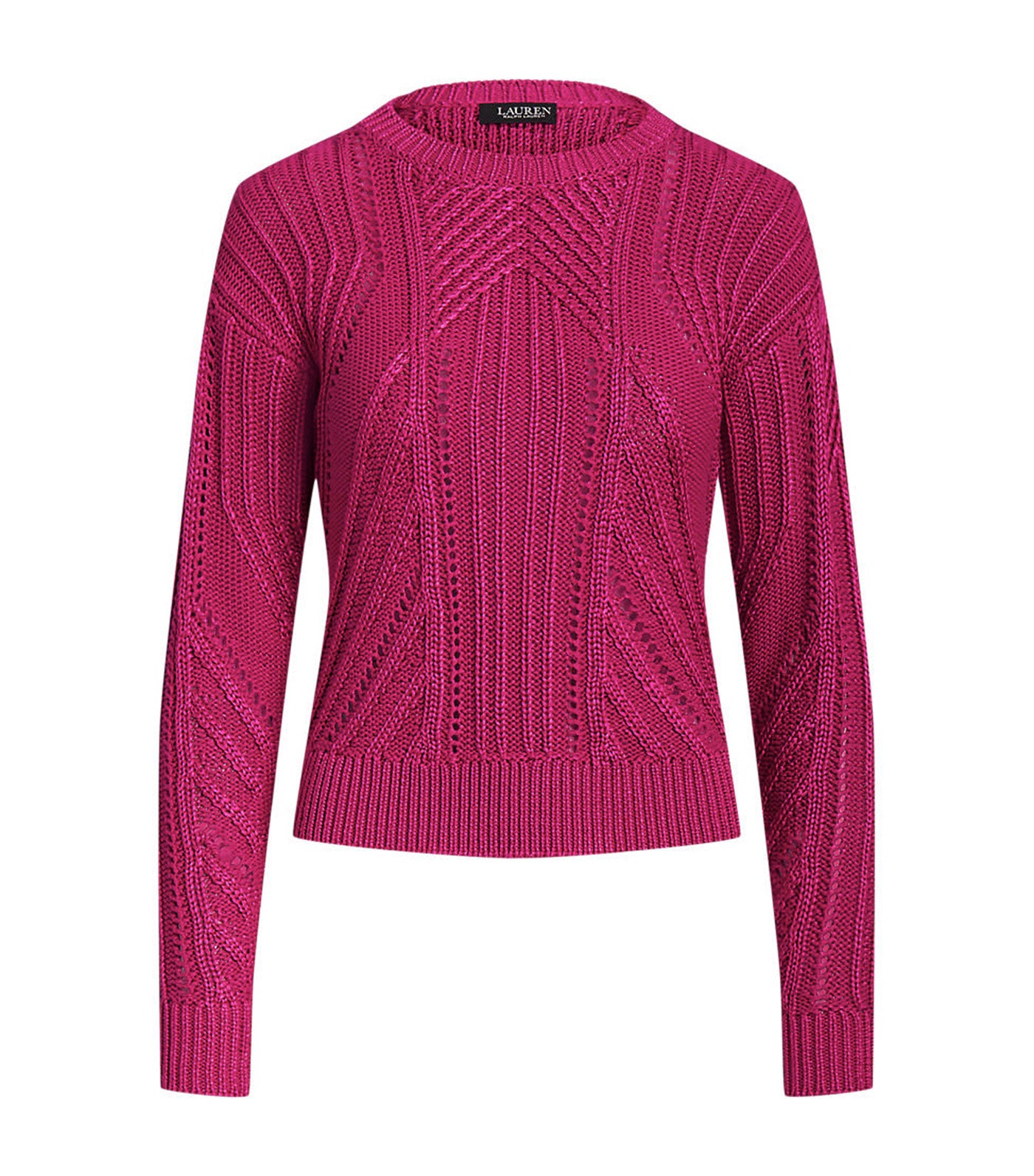 Women's Pointelle-Knit Cotton-Blend Sweater Fuschia Berry