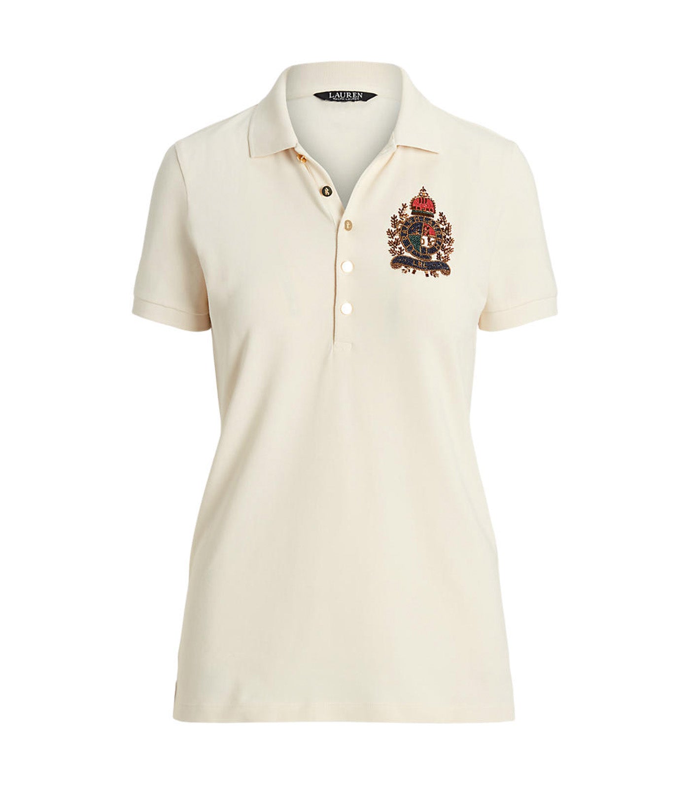 Women's Beaded-Crest Piqué Winter Cream