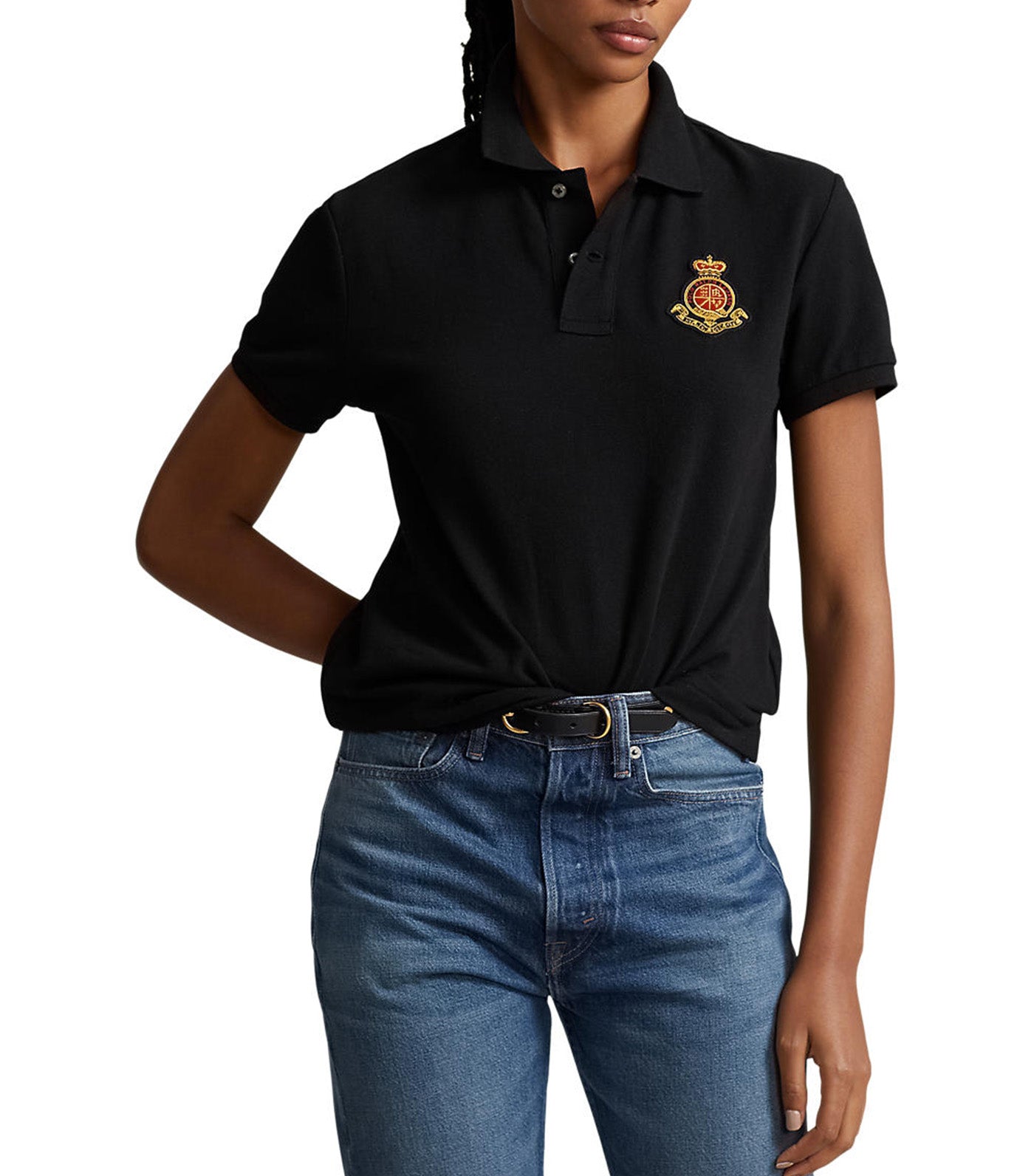 Women's Classic Fit Crest Piqué Polo Shirt Black