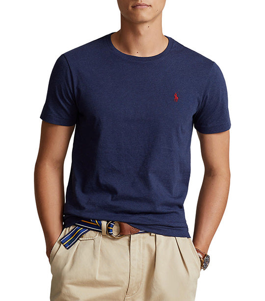 Men's Custom Slim Fit Jersey Crewneck T-Shirt Navy Heather