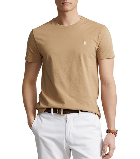 Men's Custom Slim Fit Jersey Crewneck T-Shirt Tan