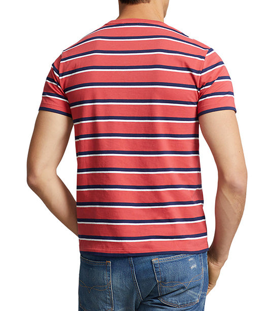 Men's Custom Slim Fit Striped Jersey T-Shirt Red Multi
