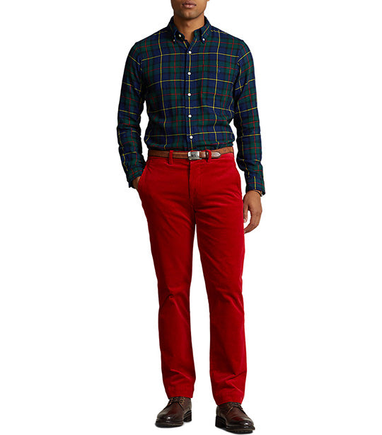 Men's Custom Fit Checked Double-Faced Shirt Green Navy Multi