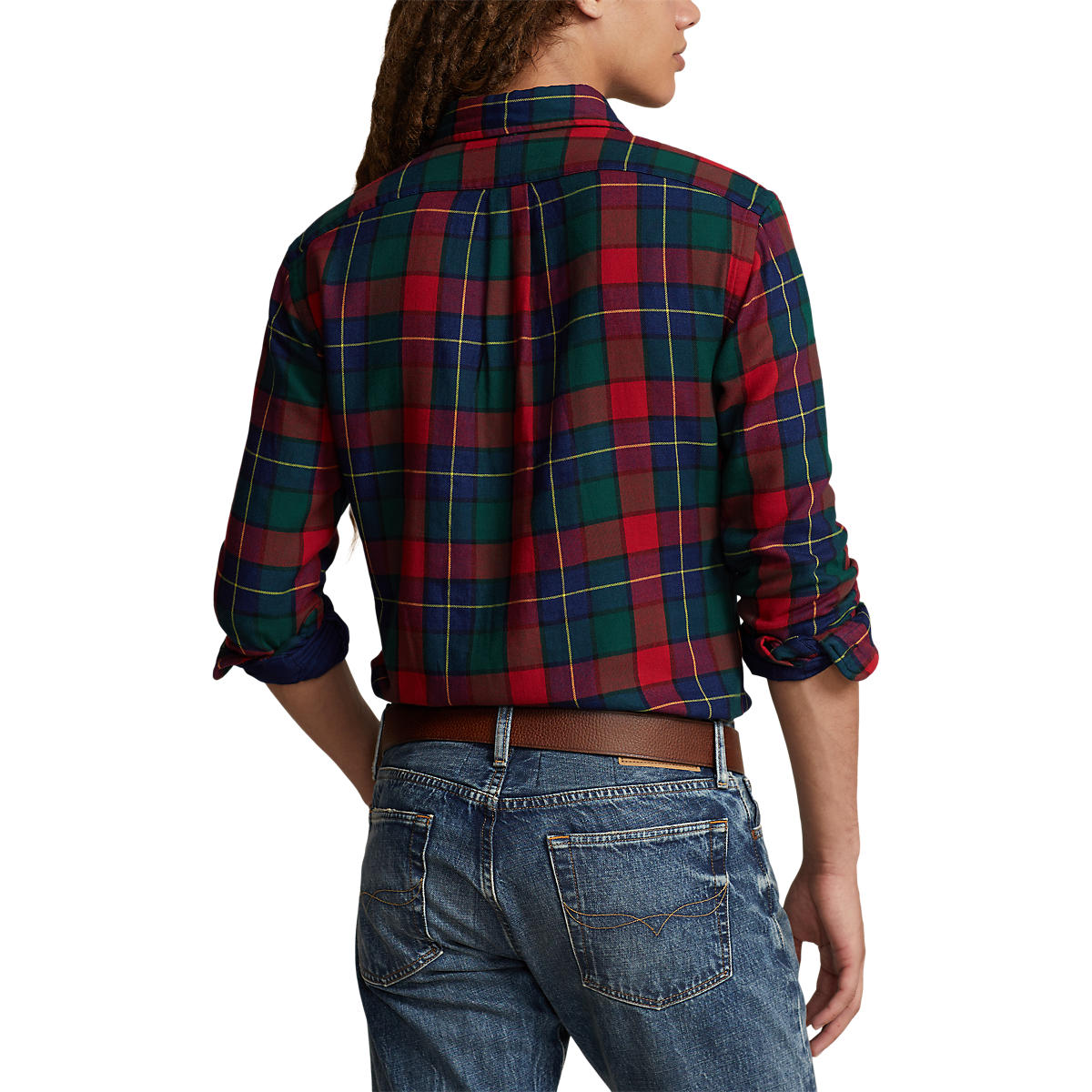 Men's Custom Fit Checked Double-Faced Shirt Red Green Multi