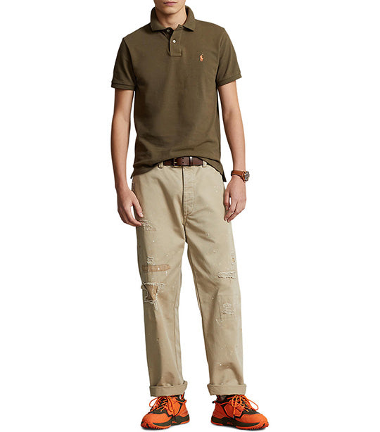 Men's Custom Slim Fit Mesh Polo Shirt Defender Green