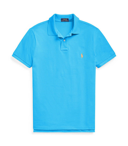 Men's Custom Slim Fit Mesh Polo Shirt Cove Blue