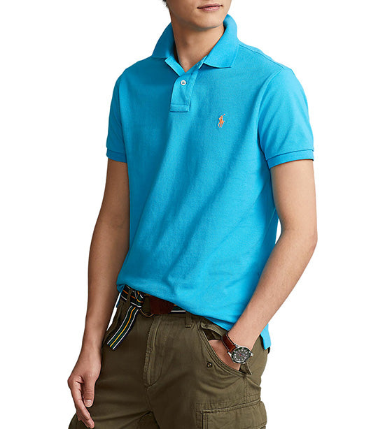 Men's Custom Slim Fit Mesh Polo Shirt Cove Blue