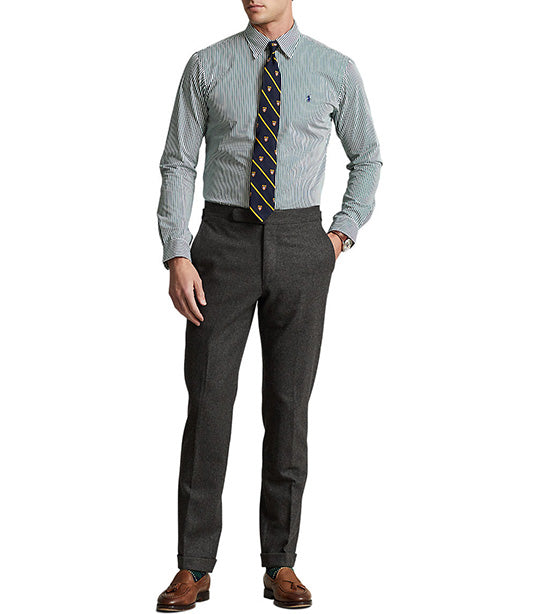 Men's Custom Fit Striped Stretch Poplin Shirt Pine/White