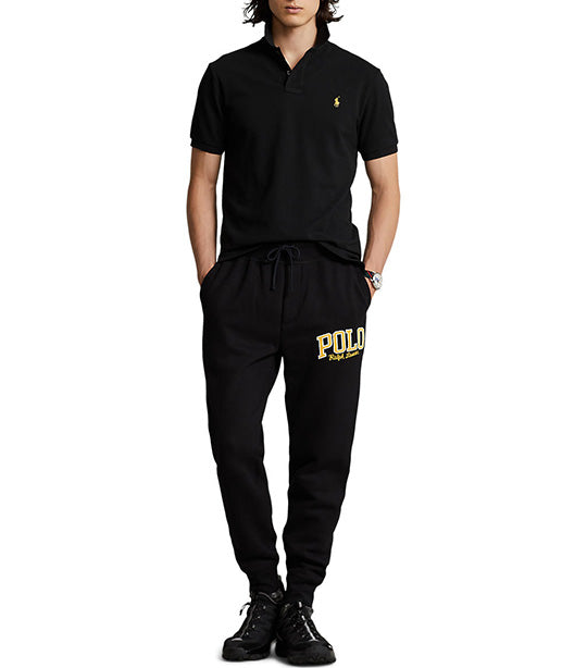 Men's Custom Slim Plaid-Trim Mesh Polo Shirt Polo Black