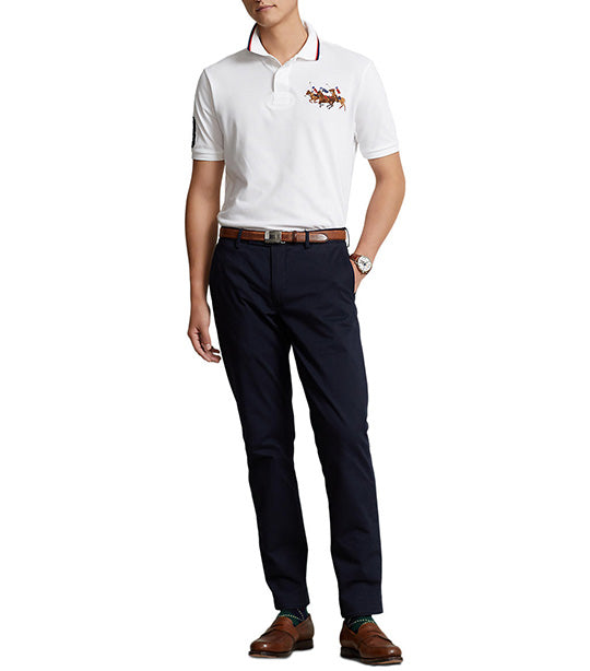 Men's Custom Slim Fit Triple-Pony Polo Shirt White