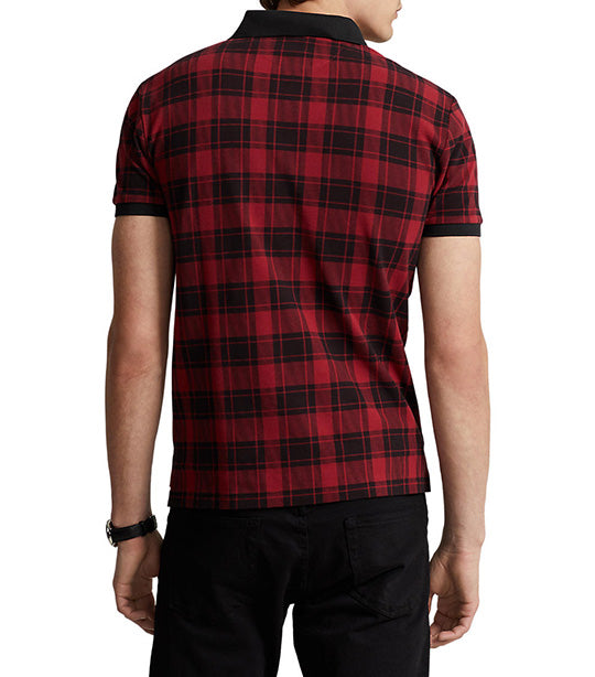 Men's Custom Slim Fit Plaid Mesh Polo Shirt Holiday Check Martin Red