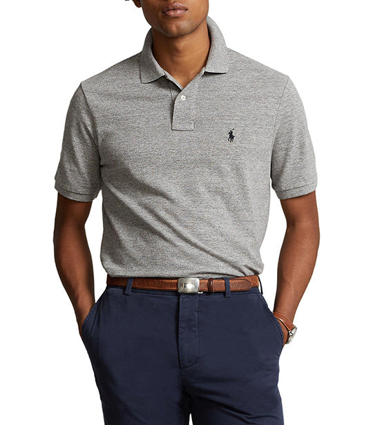 Men's Custom Slim Fit Mesh Polo Shirt Heather Gray