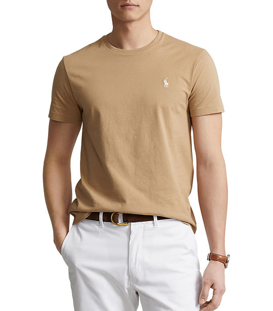 Men's Custom Slim Fit Jersey Crewneck T-Shirt Cafe Tan
