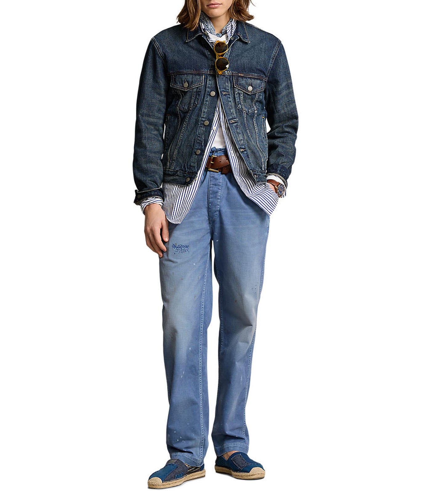 Men's Faded Denim Trucker Jacket Trenton