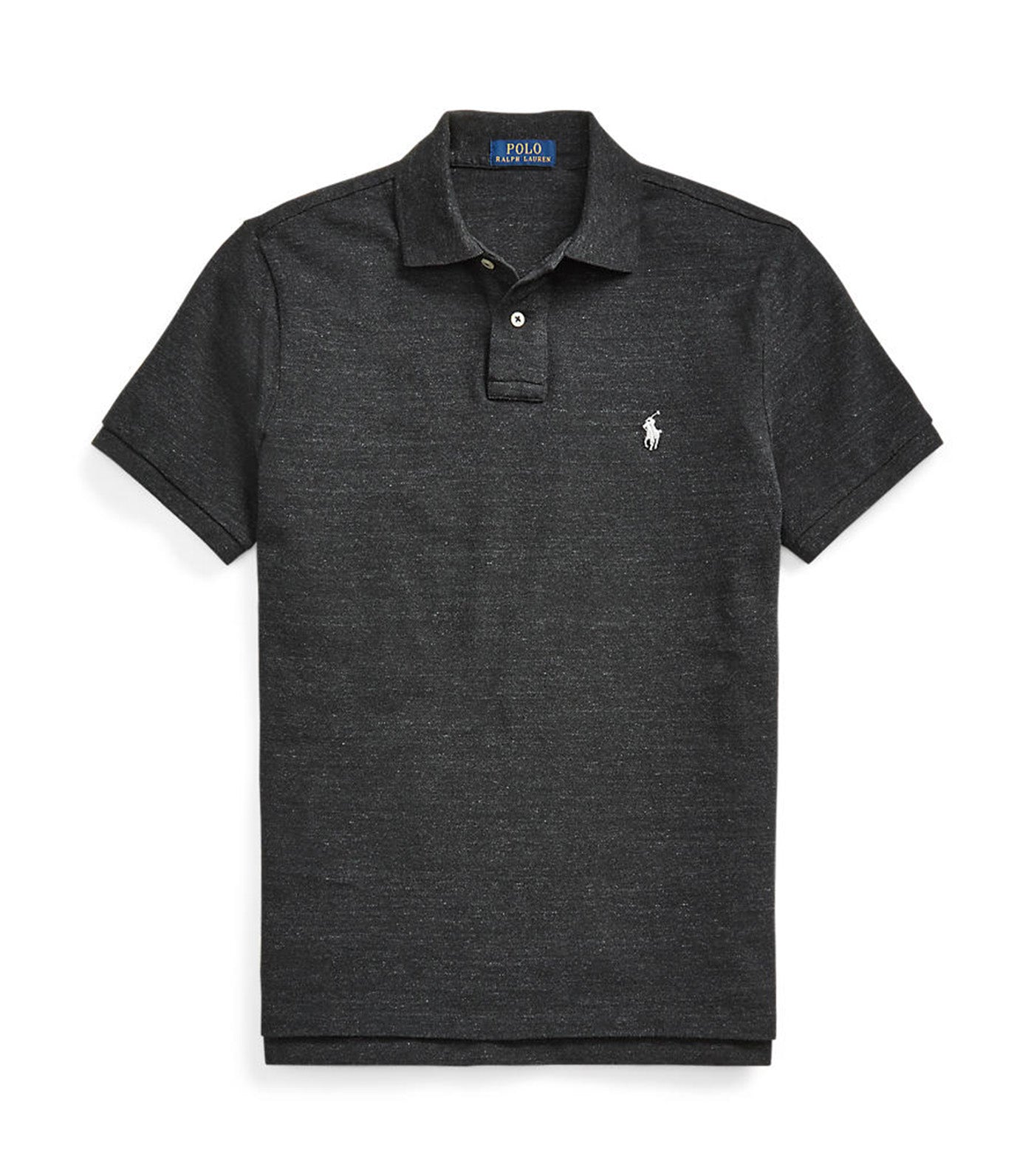 Men's Custom Slim Fit Mesh Polo Shirt Black Marl Heather