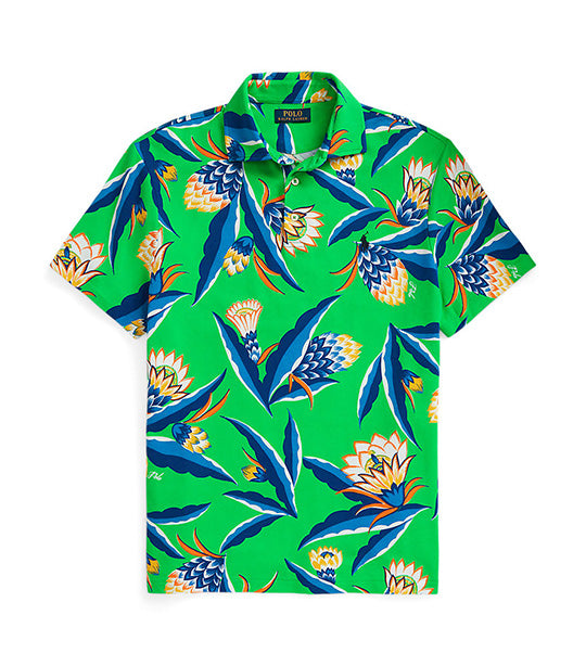 Men's Custom Slim Fit Spa Terry Polo Shirt Bonheur Floral/Green