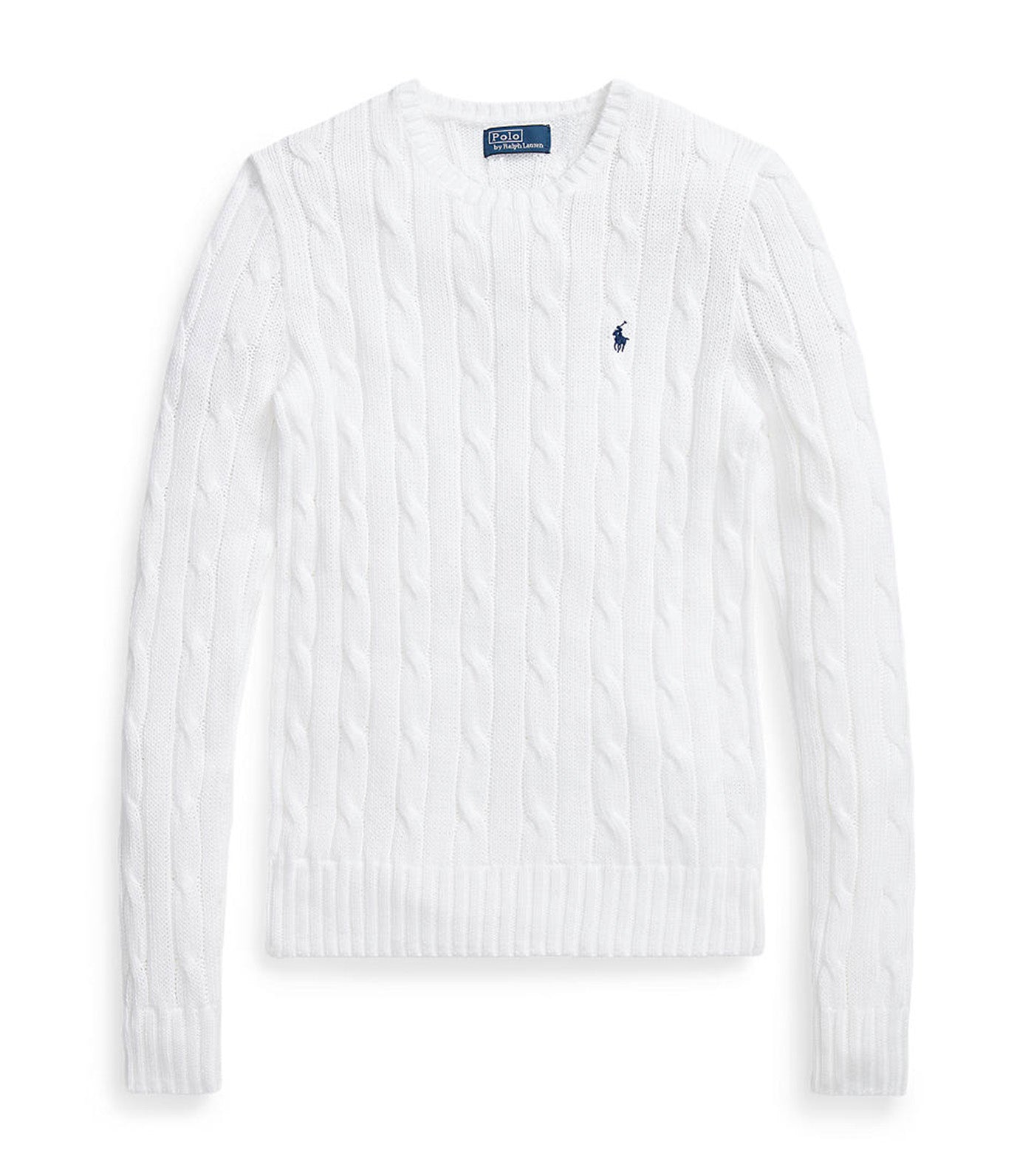 Women's Cable-Knit Cotton Crewneck Sweater White