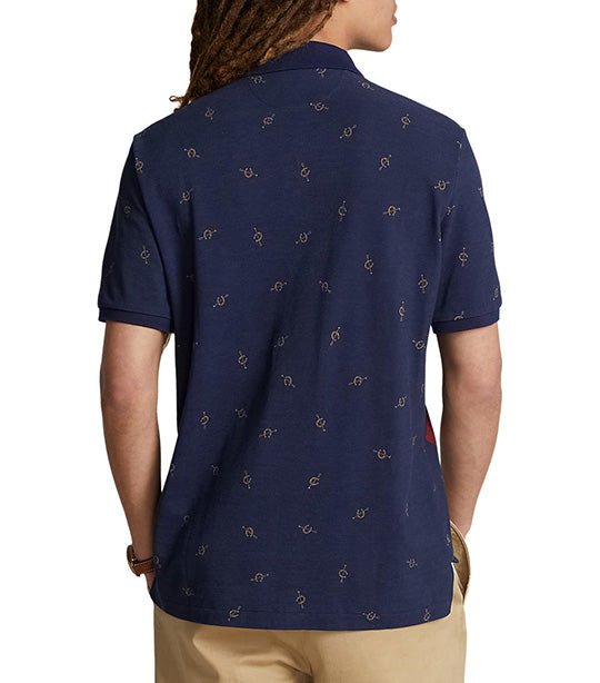 Men's Classic Fit Saddle-Print Mesh Polo Shirt Newport Navy Saddle Still Life