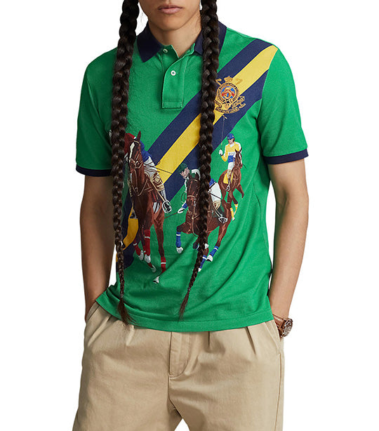 Men's Classic Fit Polo Match–Print Polo Shirt Billiard Multi Down The Field