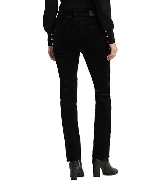 Women's Stretch Corduroy Mid-Rise Straight Pant Polo Black