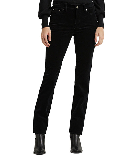 Women's Stretch Corduroy Mid-Rise Straight Pant Polo Black