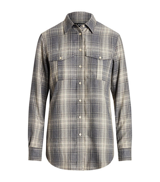 Women's Plaid Twill Shirt Gray/Cream Multi
