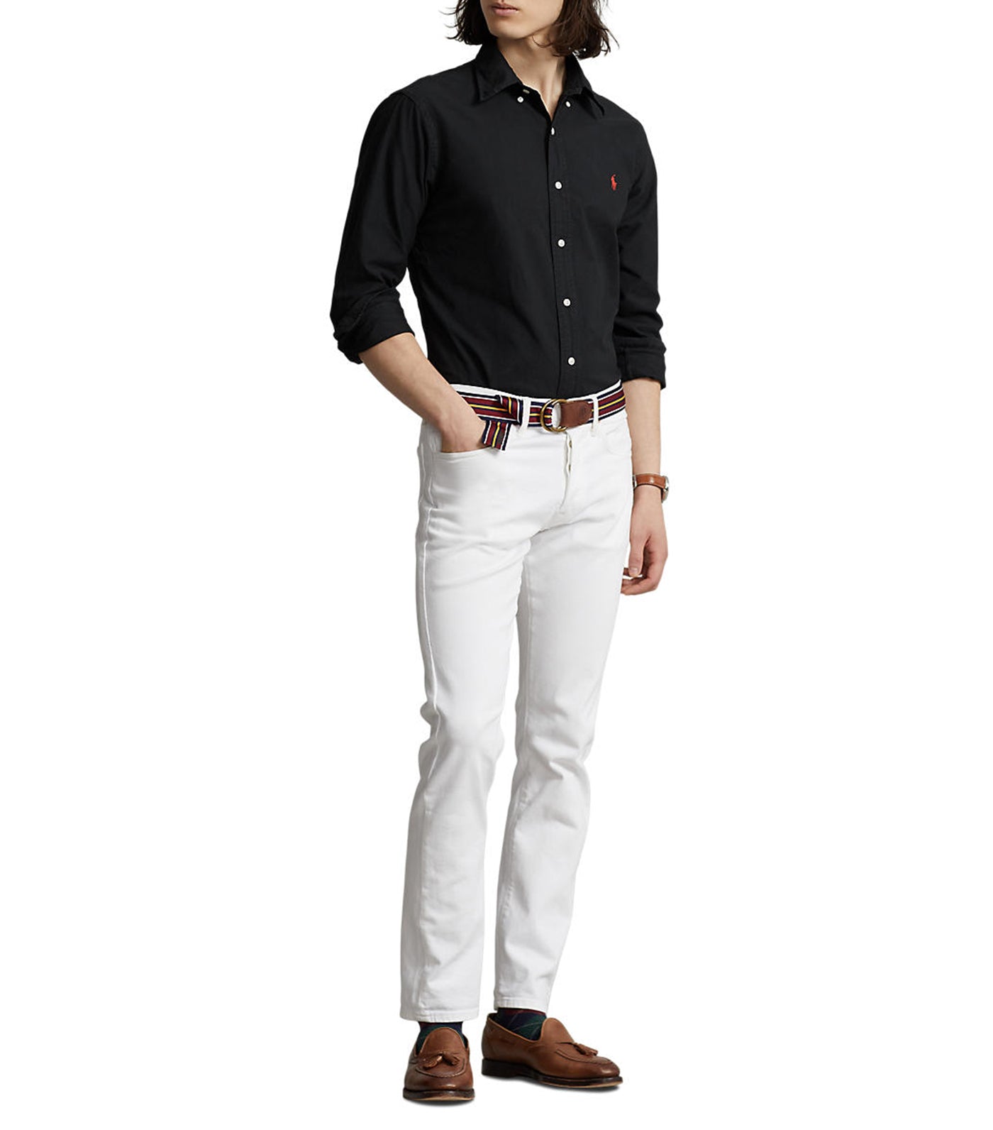 Men's Custom Fit Oxford Shirt Polo Black