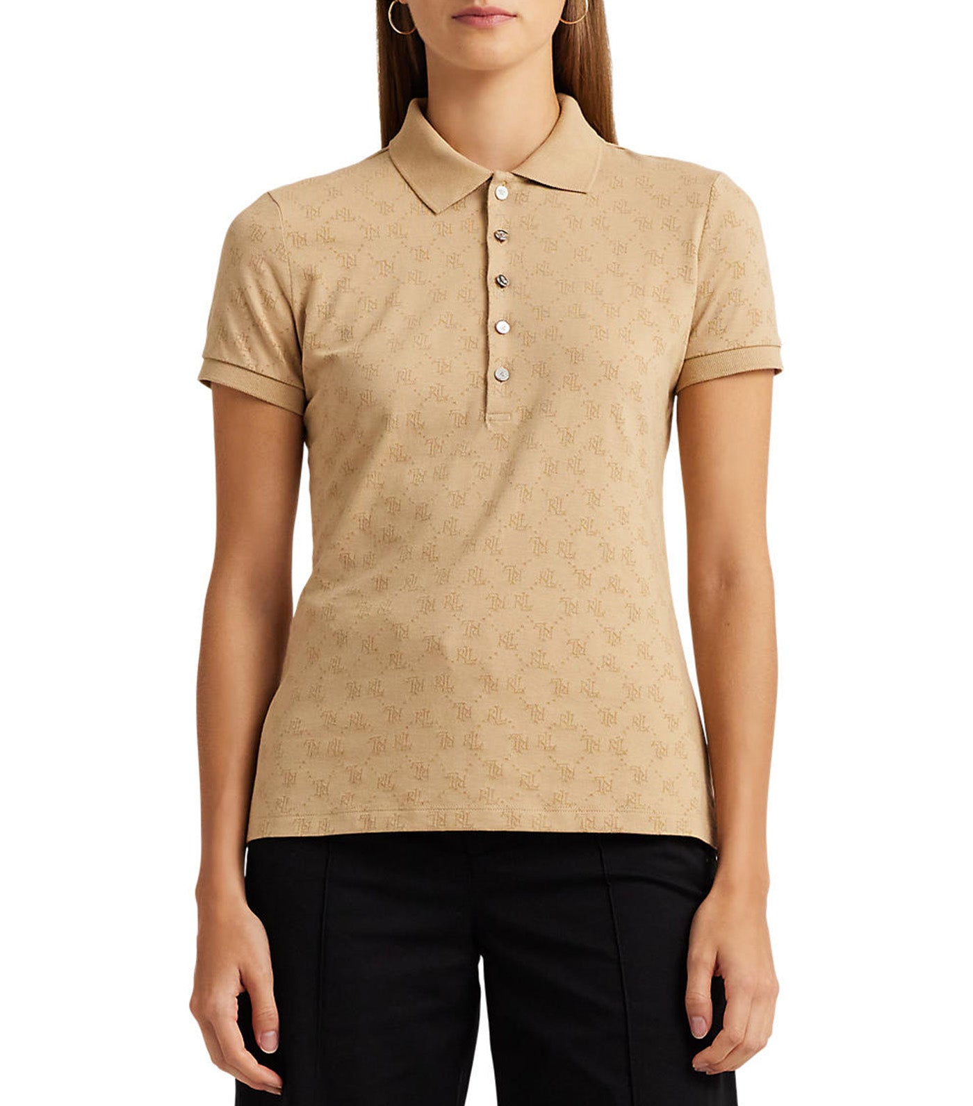 Women's Logo Jacquard Polo Shirt Birch Tan