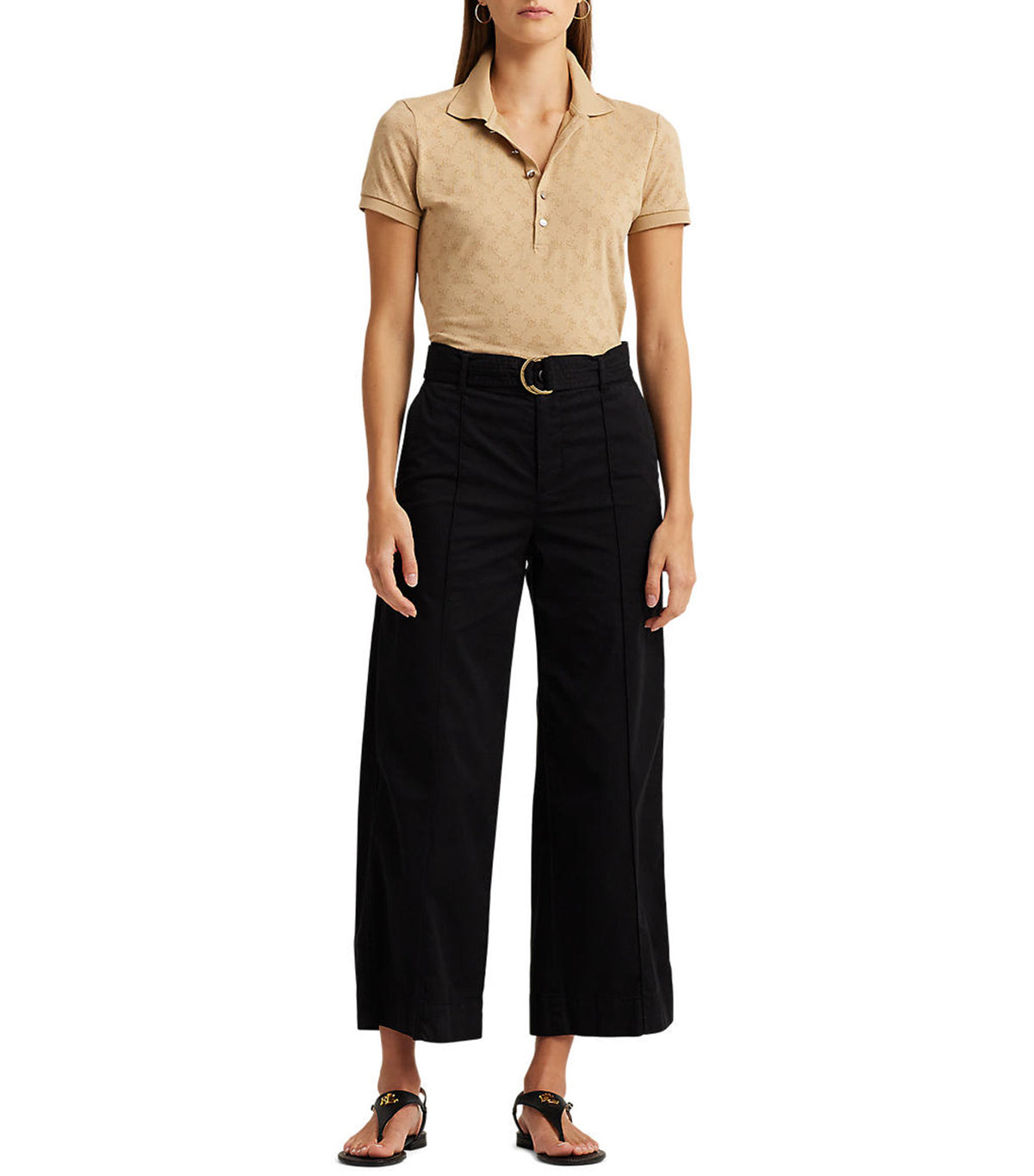Women's Logo Jacquard Polo Shirt Birch Tan