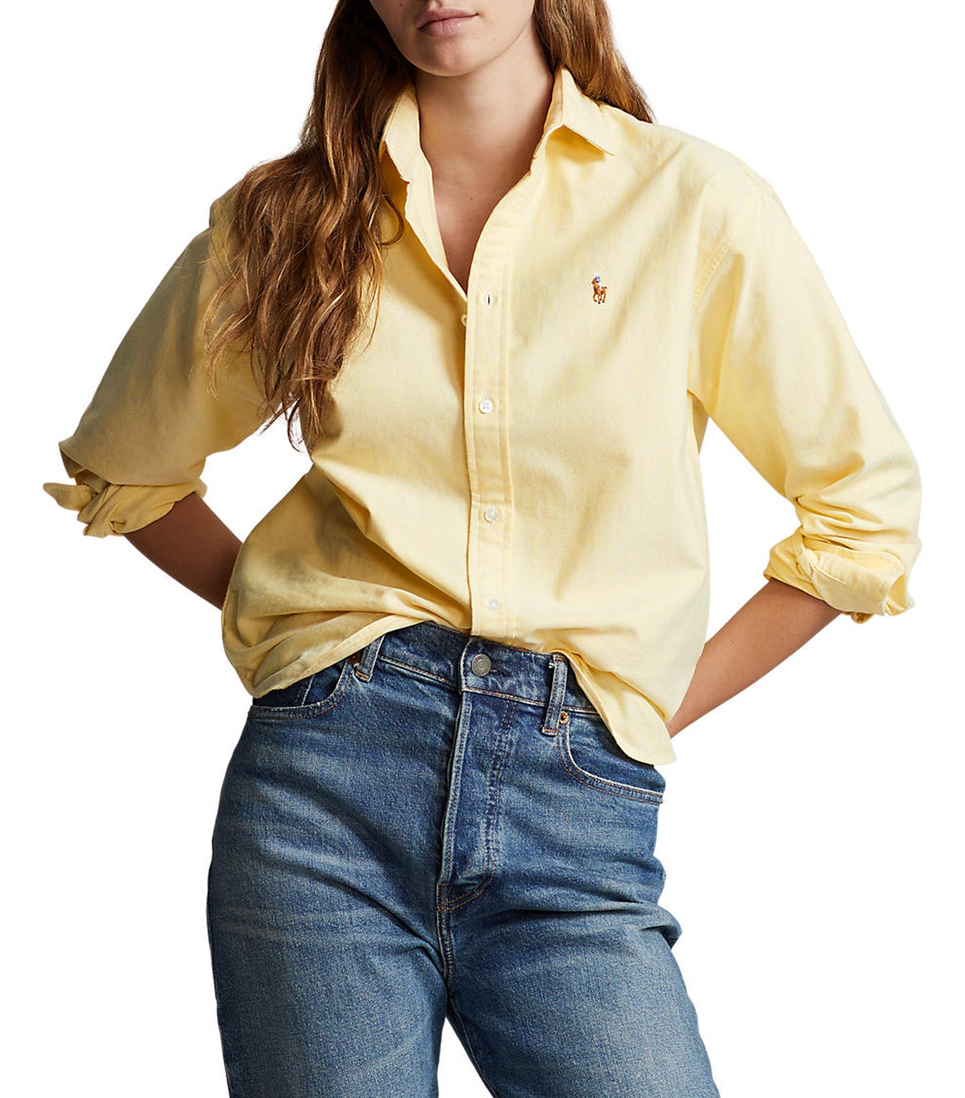 Women's Relaxed Fit Cotton Oxford Shirt Wicket Yellow