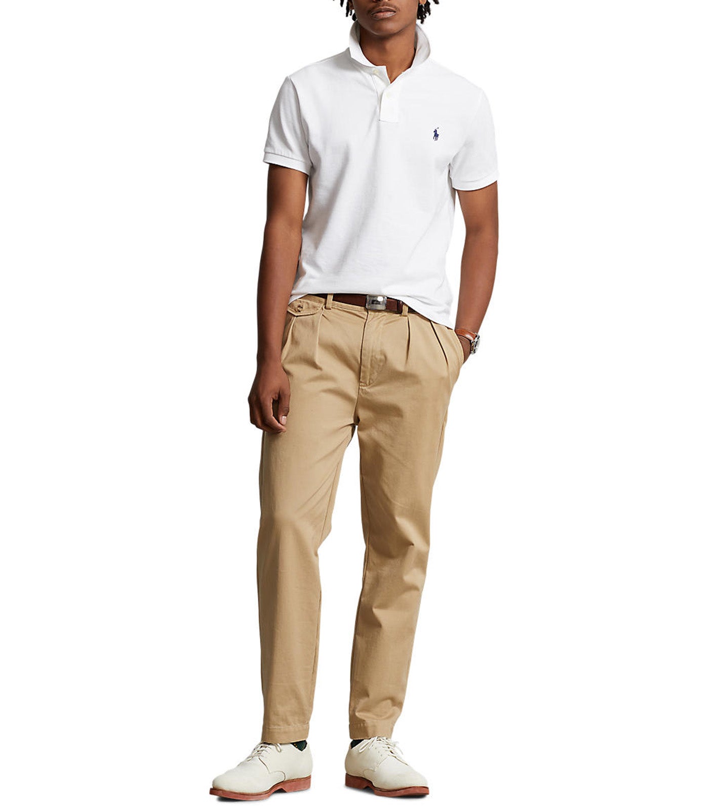 Men's Custom Slim Fit Mesh Polo Shirt White