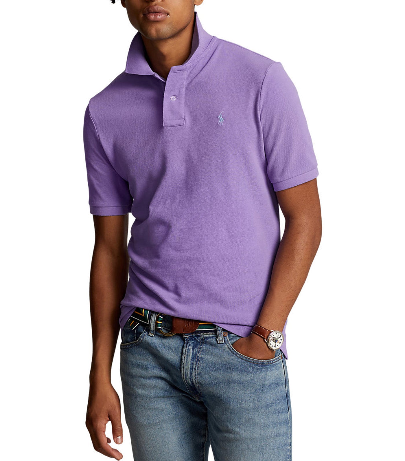 Men's Custom Slim Fit Mesh Polo Shirt Cactus Purple