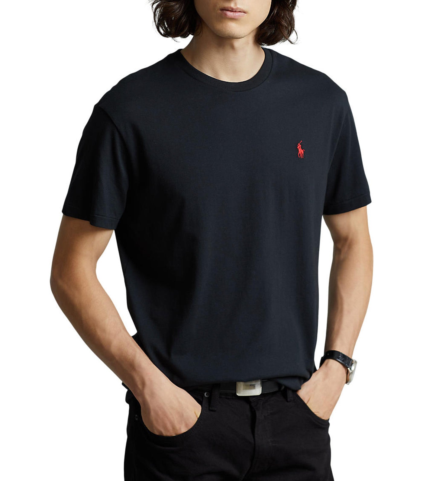 Custom Slim Fit Jersey Crewneck T-Shirt Black