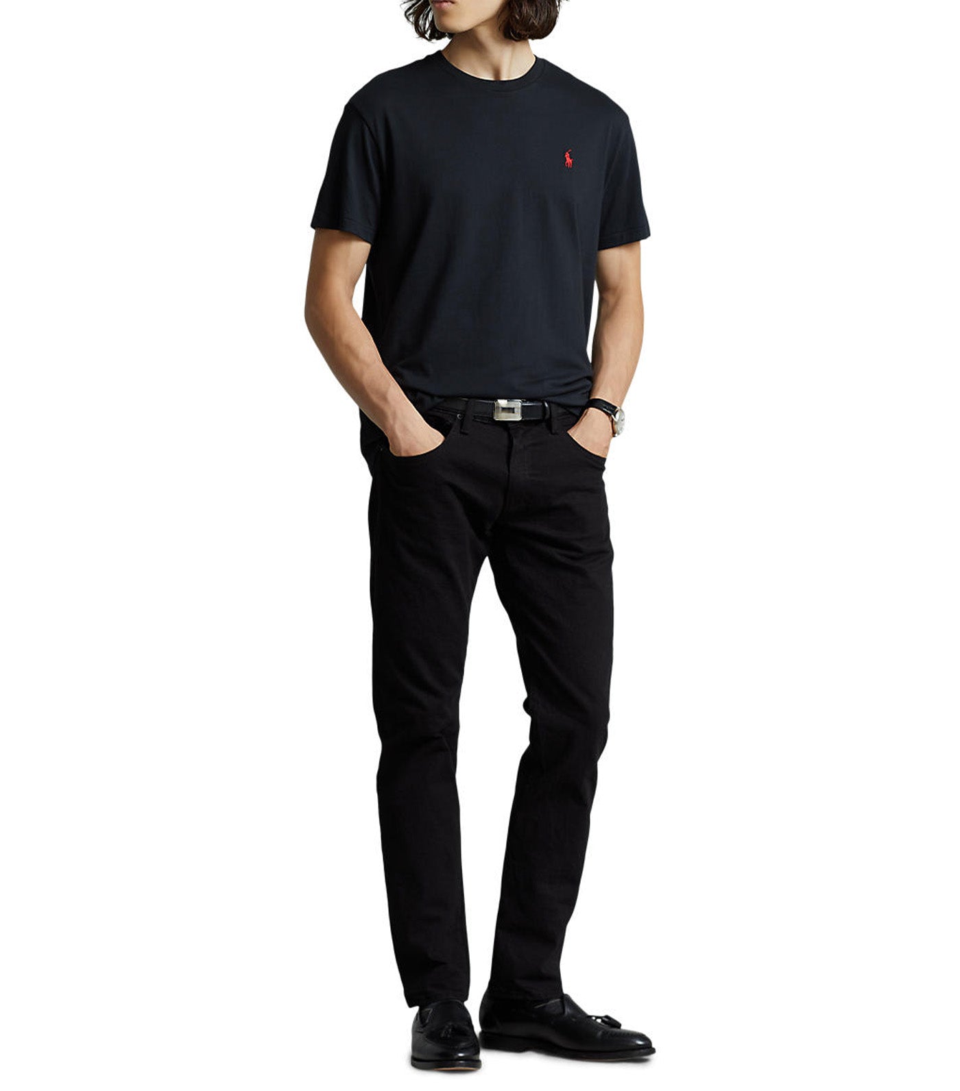 Custom Slim Fit Jersey Crewneck T-Shirt Black