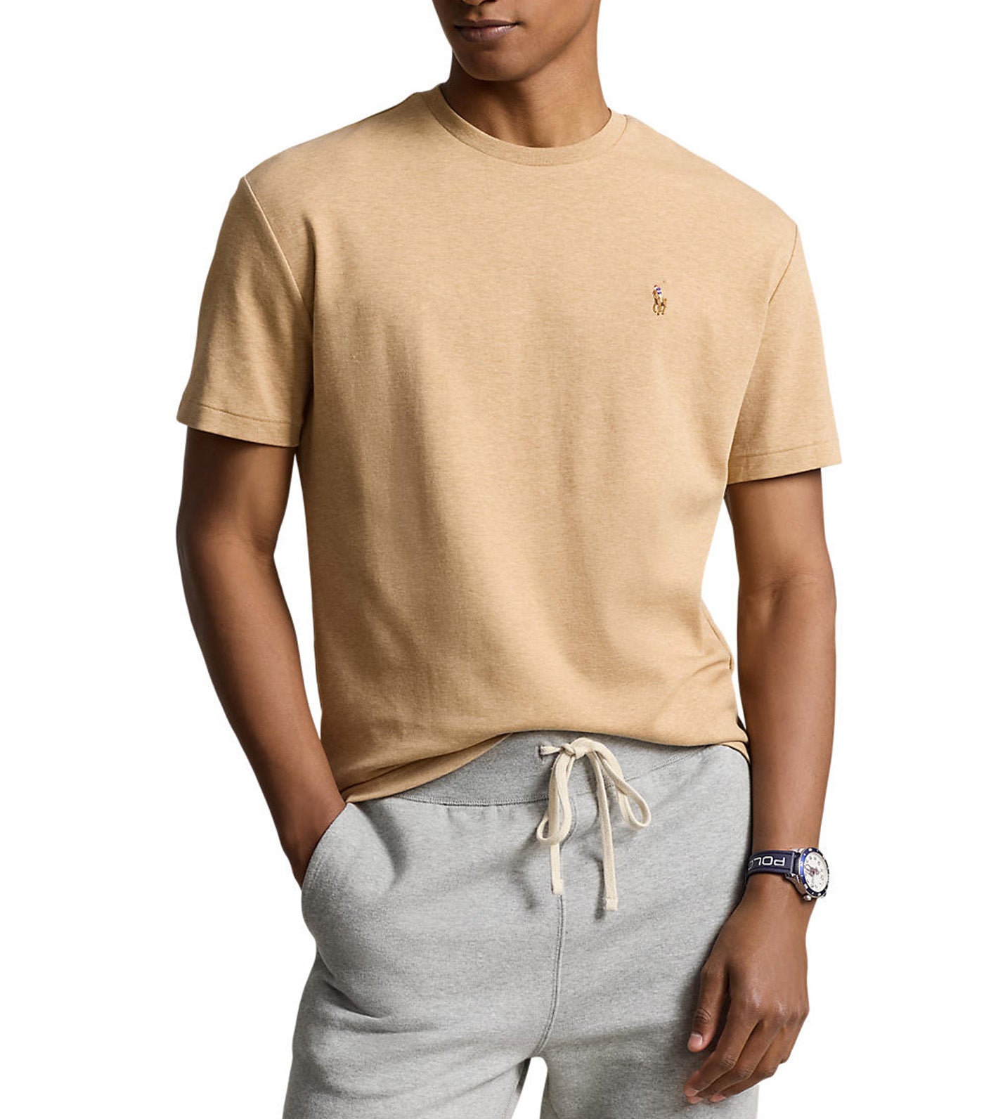 Men's Custom Slim Fit Soft Cotton T-Shirt Classic Camel Heather