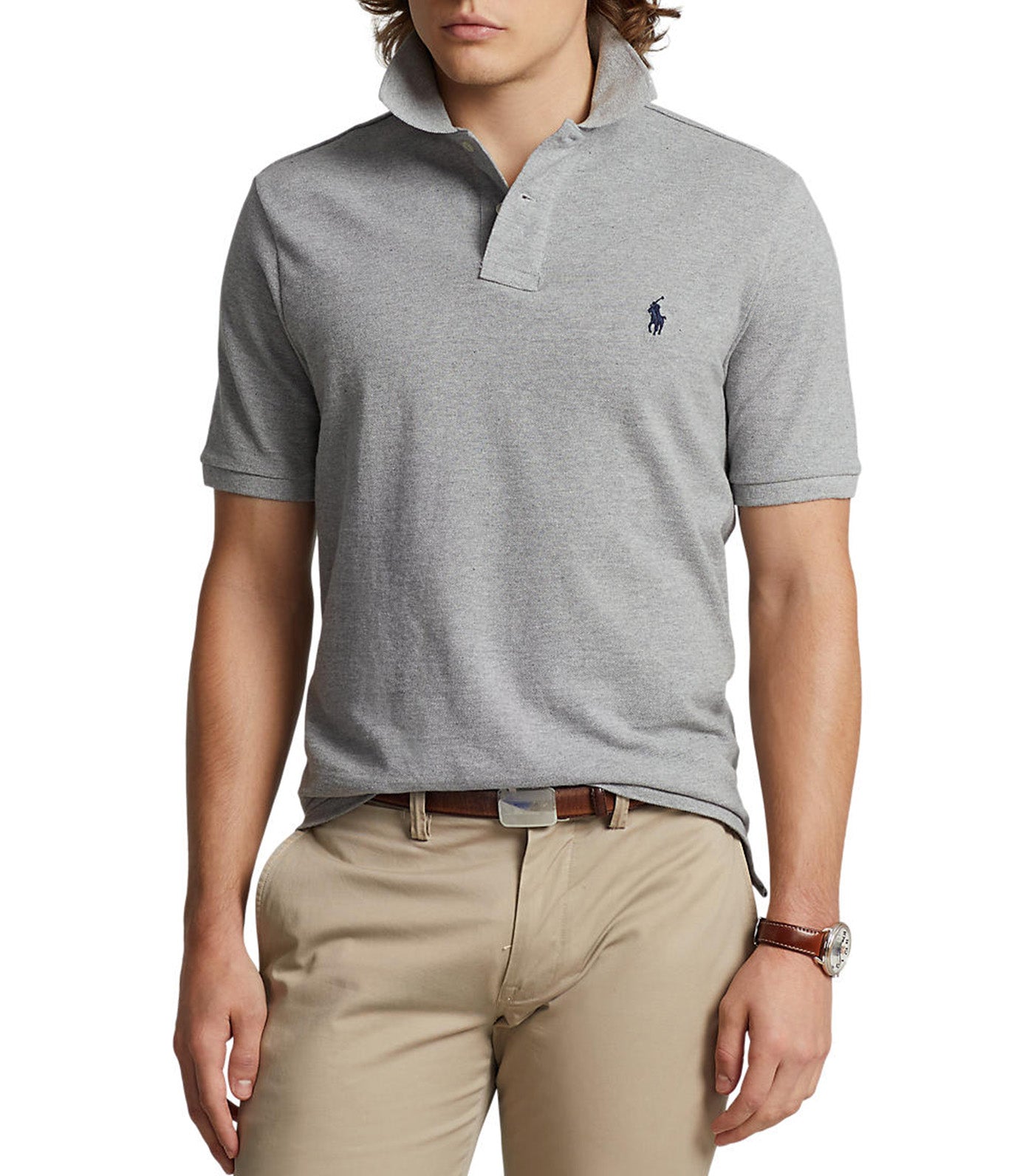 Men's Custom Slim Fit Mesh Polo Shirt Andover Heather