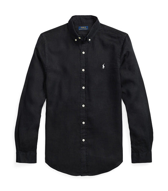 Men's Slim Fit Linen Shirt Black
