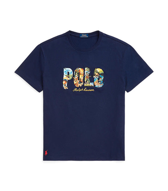 Men's Classic Fit Graphic Logo Jersey T-Shirt Navy