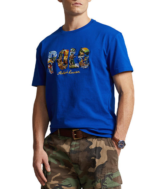 Men's Classic Fit Graphic Logo Jersey T-Shirt Blue