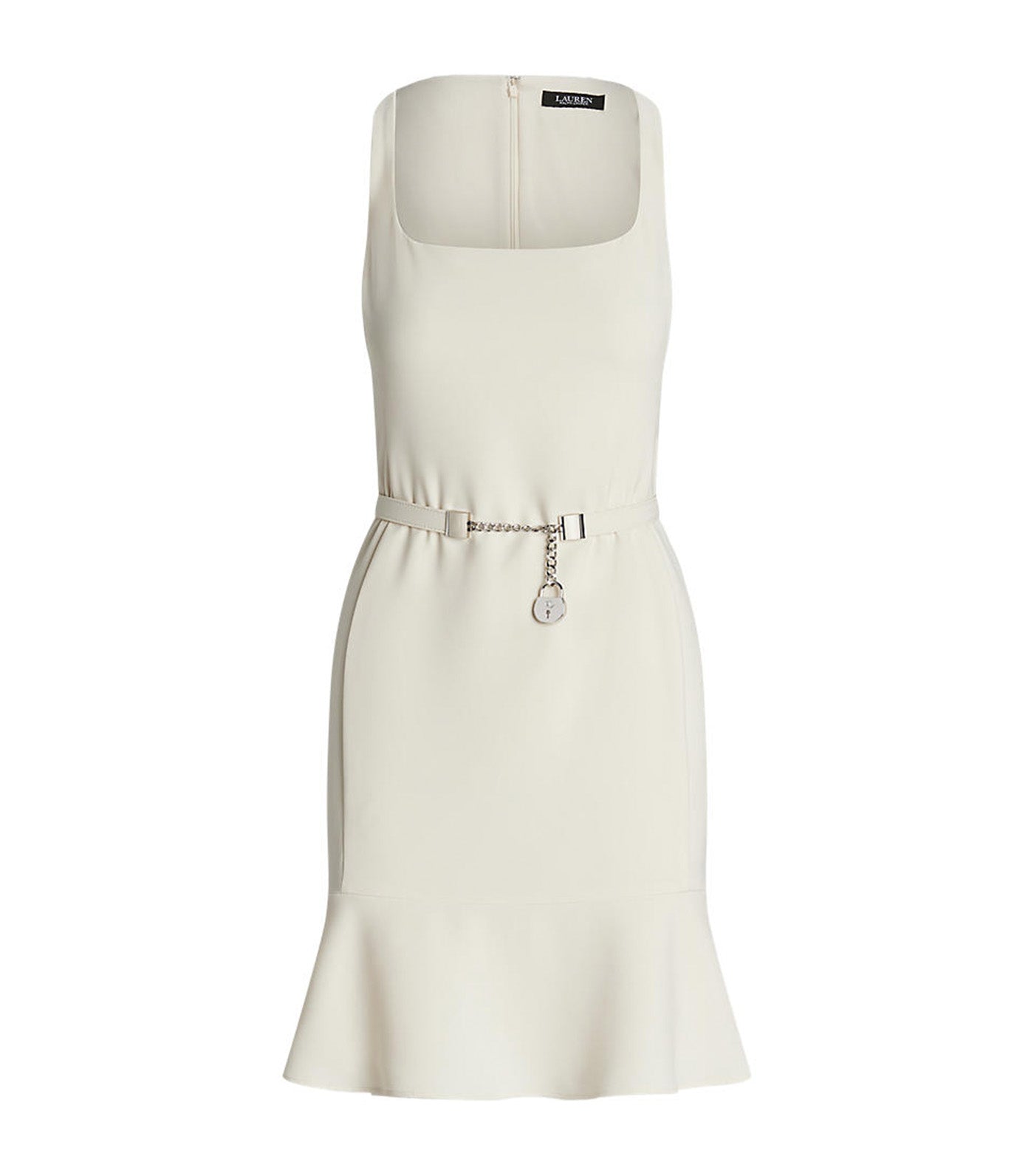 Women's Belted Double-Faced Crepe Dress Mascarpone Cream