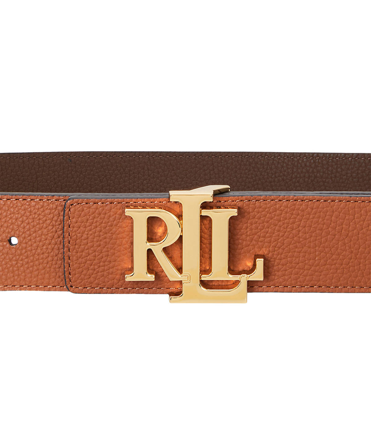 Women's Reversible Pebbled Leather Wide Belt Lauren Tan/Dark Brown