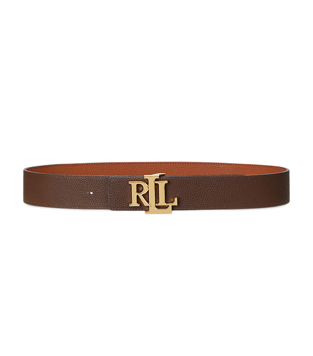 Women's Reversible Pebbled Leather Wide Belt Lauren Tan/Dark Brown